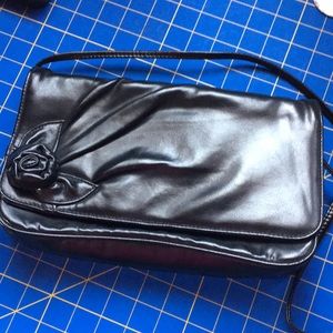 Vintage Small black clutch/cross body pleather bag